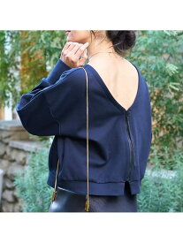 【SALE／40%OFF】ダンボール前後2WAYプルオーバー Rouge vif la cle ルージュ・ヴィフ ラクレ トップス スウェット・トレーナー ベージュ ネイビー【RBA_E】【送料無料】[Rakuten Fashion]