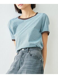 【リンガーT】ボーダーコンパクトTシャツ/夏服/半袖/スタイルアップ【予約】 abahouse mavie アバハウス マヴィ トップス カットソー・Tシャツ グレー ブルー ブラック【先行予約】*[Rakuten Fashion]