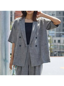 【セットアップ対応】リネンライク半袖ジャケット abahouse mavie アバハウス マヴィ ジャケット・アウター テーラードジャケット・ブレザー オレンジ ブラック グレー ホワイト【送料無料】[Rakuten Fashion]