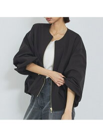 【撥水加工】ノーカラーショートブルゾン/春服/ライトアウター/長袖/きれいめ abahouse mavie アバハウス マヴィ ジャケット・アウター ブルゾン・ジャンパー ブラック【送料無料】[Rakuten Fashion]