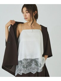 【再入荷】サテン裾レースキャミソール abahouse mavie アバハウス マヴィ トップス キャミソール ホワイト ブラック【送料無料】[Rakuten Fashion]