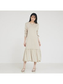 【SALE／20%OFF】【大人のいちまんワンピ】ニットコンビバルーンワンピ abahouse mavie アバハウス マヴィ ワンピース・ドレス シャツワンピース ベージュ ブラック【RBA_E】【送料無料】[Rakuten Fashion]