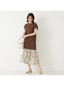 【SALE／29%OFF】【大人のいちまんワンピ】プリントコンビワンピ abahouse mavie アバハウス マヴィ ワンピース・ドレス シャツワンピース ブラウン ブラック ネイビー【RBA_E】【送料無料】[Rakuten Fashion]