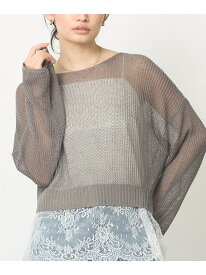 【メッシュ編み】シアーニットプルオーバー/春服/夏服/レイヤード/長袖/リネンラ abahouse mavie アバハウス マヴィ トップス ニット グレー オレンジ ネイビー【送料無料】[Rakuten Fashion]