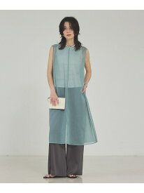 【SALE／30%OFF】【Asuka Teramatsuさん着用】ソフトオーガンジーロングブラウス qualite カリテ トップス シャツ・ブラウス グリーン ブラック【RBA_E】【送料無料】[Rakuten Fashion]