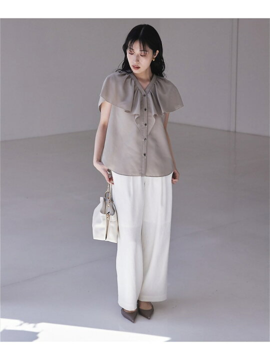 楽天市場】【SALE／36%OFF】ラッフルカラーVネックブラウス qualite 