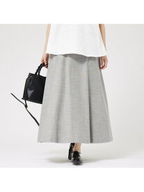 【SALE／52%OFF】【セットアップ対応】メランジ調セミフレアースカート/リネンライクスカート abahouse mavie アバハウス マヴィ スカート ロング・マキシスカート グレー ベージュ【RBA_E】【送料無料】[Rakuten Fashion]