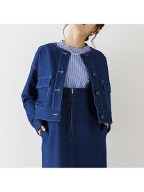 【SALE／27%OFF】ジャージーデニムショートジャケット abahouse mavie アバハウス マヴィ ジャケット・アウター ノーカラージャケット ブルー【RBA_E】【送料無料】[Rakuten Fashion]