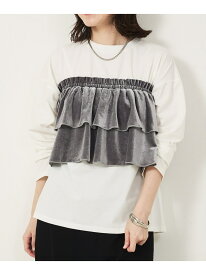 【SALE／44%OFF】【WEB Domani掲載】ベロアビスチェ付ロンT abahouse mavie アバハウス マヴィ トップス カットソー・Tシャツ グレー ベージュ【RBA_E】【送料無料】[Rakuten Fashion]