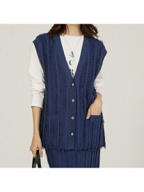 【SALE／30%OFF】【セットアップ対応】フリンジニットジレ/ベスト abahouse mavie アバハウス マヴィ トップス その他のトップス ブラック ブルー【RBA_E】【送料無料】[Rakuten Fashion]
