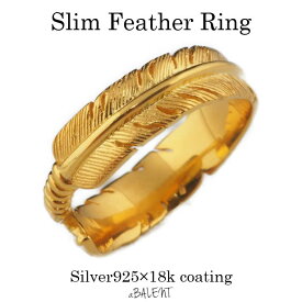 【10%OFFクーポン配布中】フェザーリング ゴールド リング 羽根 ネイティブ silver925 18k coating メンズ レディース フリーサイズ 指輪 18金 ユニセックス