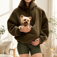 パーカー ペット入れポケット付き 犬 猫 抱っこ用 裏起毛 プルオーバー 長袖 スウェット トレーナー もこ…