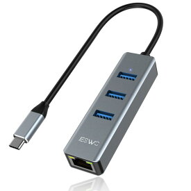 JESWO USB C LAN 変換アダプター Switch 有線lanアダプター USB C ハブ 4ポート「有線LAN RJ45 1000Mbps /ギガビットイーサネット/Thunderbolt 3 」スイッチ LANケーブル USB3.0ポート 5Gbps高速転送 タイプC 有線LAN