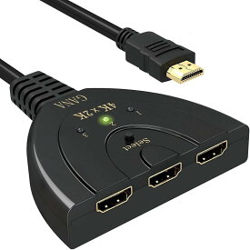 HDMI切替器 GANA 4Kx2K HDMI分配器/セレクター 3入力1出力 金メッキコネクタ搭載1080p/3D対応(メス→オス) 電源不要 Chromecast Stick/Xbox One ゲーム機/レコーダー パソコン PS3 Xbox 3D 液晶テレビなどの対応