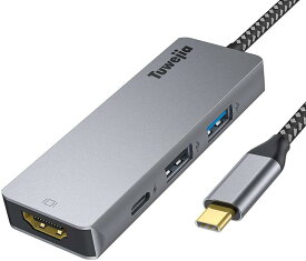 USB Type c アダプタ マルチポート Tuwejia タイプc ハブ 4K 解像度 hdmiポート+USB 3.0 データ転送ポート+USB 2.0ポート+USBタイプC急速PD充電ポート 4-in-1 変換 アダプター MacBook Pro/MacBook Air 13インチ 2023