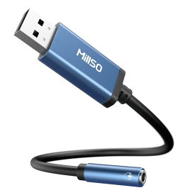 MillSO USB オーディオ 変換アダプタ 外付け サウンドカード USBポート- 4極（TRRS） ステレオミニジャック 3.5mm 変換 Windows/Vista/XP、PS5、PS4、Mac OS/X、Linux、Chromebook、Surface 3 pro、Raspberry Piなどに対