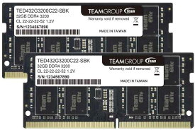 Team ノートPC用メモリ SO-DIMM DDR4 3200MHz PC4-25600 32GBx2枚組 64GBkit 日本国内無期限正規