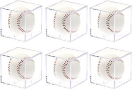 サインボールケース 6個セット ホームランボールケース 野球ボールケース サインボールケース アクリル UVカット付き ベースボールケース 硬式/軟球野球ボール対応 コレクションケース デ