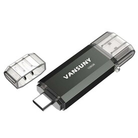 Vansuny USBメモリ 128GB タイプC フラッシュドライブ 2in1 OTG USB 3.0 + USB Cメモリスティック デュアルType C 128ギガ USBサムドライブフォトスティックジャンプドライブ(黒）