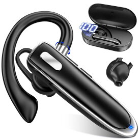 【新登場 Bluetooth 5.3】 Bluetoothヘッドセット Bluetoothイヤホン 耳掛け式 片耳イヤホン bluetooth 最大96時間連続使用 800mAh充電ケース付 LEDディスプレイ 左右耳兼用 AAC対応 ハンズフリー通話 マイ