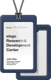 【elago】 ID4 パスケース 縦型 IDカードホルダー シリコン × ポリカーボネート ハード ケース ネックストラップ 付き [ 各種 クレジットカード サイズ/社員証 対応 ] ジーンインディゴ/ダーク