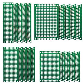 LIKENNY 小型 ユニバーサル基板 PCB 両面スズメッキ 電子回路基板 DIYはんだ付け用 実験プレート プリント基板 2.54mmピッチ 2x8/3x7/4x6/5x7CM 電子工作用 フリー基板 DIY電子キット（20個セット）