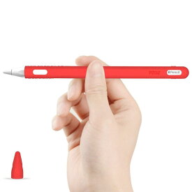 PZOZ Apple Pencil ケース コンパチブル iPad Pro 11/12.9 2018 アップルペンシル カバー 脱着簡単 ホルダー シリコーン 落下防止 超軽量 キャップ 新しい 2世代ペン用 (赤)