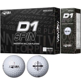 ホンマ ゴルフ ボール D1 D-1 SPIN スピン 2023 2ピース ソフト 飛び系 飛距離 ディスタンス ゴルフボール 1ダース 12球 コスパ 本間ゴルフ 本間 HONMA/1ダース(12球)/ホワイト