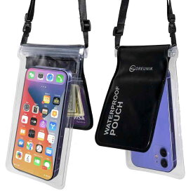 Oreunik防水電話バッグ(2パック), iPhone 15 14 13 12 Pro Max Samsung Galaxy s11/s10/s9 用防水ケース,スクリーンタッチセンシティブ,2層のデザインポケット,IPX8携帯電話ドライバッグ (black)