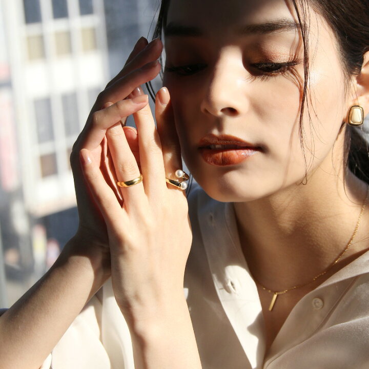 楽天市場 リング パールフォークリング 指輪 重ね付け アクセ シンプル 女性 プレセント ギフト 大人 カワイイ オシャレ キレイ目 パールリング パール トレンド 送料無料 アバスクデザイン