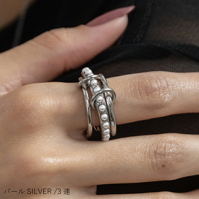 \MAX30%OFFクーポン有/リング 金属アレルギー対応 指輪 レディース アクセサリー 2連 3連 ゴールド シルバー 金 銀 つけっぱなしOK 錆びない 重ね付け 金アレ対応 おしゃれ かわいい 女性 11号 13号 16号 18号 30代 40代 50代 アバスクデザイン 人気 - メイン画像 15