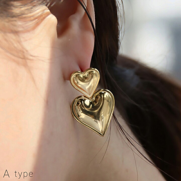 楽天市場】ピアス ダブルハートピアス ハート ピアス 18k 金属