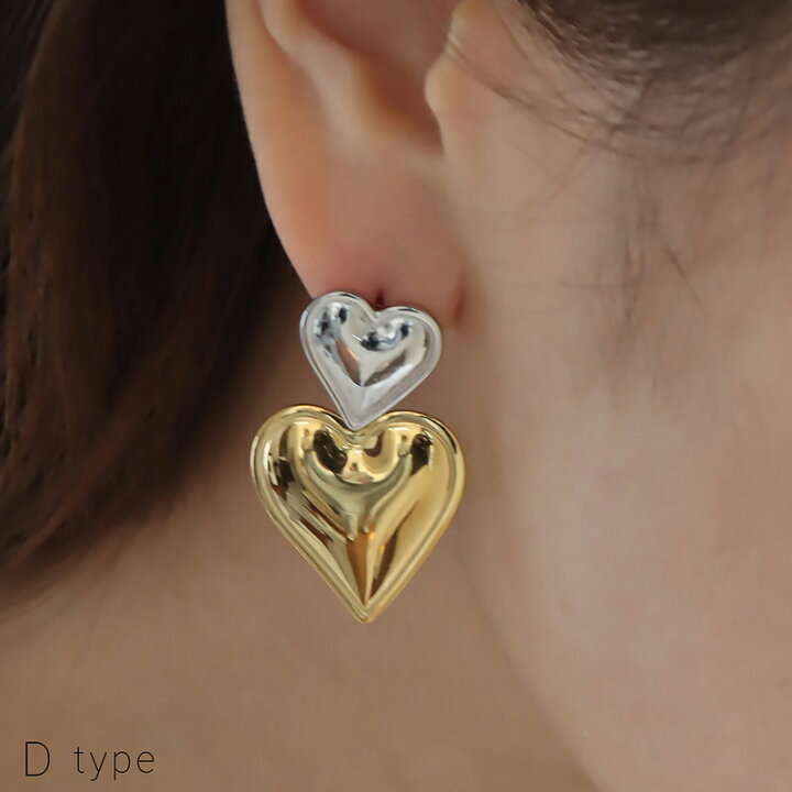 楽天市場】ピアス ダブルハートピアス ハート ピアス 18k 金属