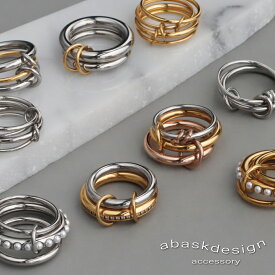 【1点〜でも使える！10%OFF】リング 金属アレルギー対応 指輪 レディース アクセサリー 2連 3連 ゴールド シルバー 金 銀 つけっぱなしOK 錆びない 重ね付け 金アレ対応 おしゃれ かわいい 女性 11号 13号 16号 18号 30代 40代 50代 アバスクデザイン 人気