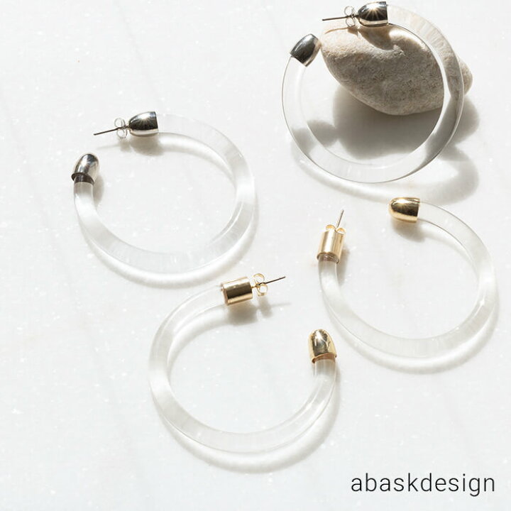 楽天市場】ピアス 半円 大きめピアス クリアフープピアス シンプル 