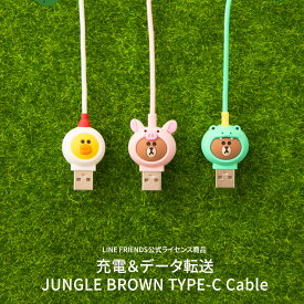 USB Type-C ケーブル LINE FRIENDS JUNGLE BROWN (ラインフレンズ ジャングル ブラウン）充電 データ転送 対応 1m 公式ライセンス商品