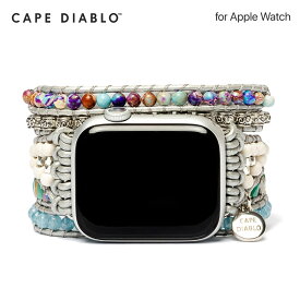 CAPE DIABLO アップルウォッチ 多重巻きバンド オーシャンジャスパー M/Sサイズ for Apple Watch 49mm, 45/44/42/41/40/38mm (Ultra2/1,Series9-1,SE) 交換ベルト ブレスレット ドレッシー リストバンド 天然石 ストラップ オーシャンジャスパー