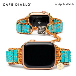 CAPE DIABLO アップルウォッチ フリーサイズ ハンド 天然石×ハンドメイド ネイティブターコイズ L/Sサイズ for Apple Watch 49mm, 46/45/44/42/41/40/38mm (Ultra3/2/1,Series11-1,SE3-1) ブレスレット おしゃれ ナチュ