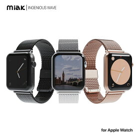 miak アップルウォッチバンド ステンレス CLIP MESH BAND 交換バンド for Apple Watch 49mm, 45/44/42/41/40/38mm (Ultra2/1,Series9-1,SE) アクセサリー [ ステンレススチール メッシュベルト ] レディース おしゃれ ブランド