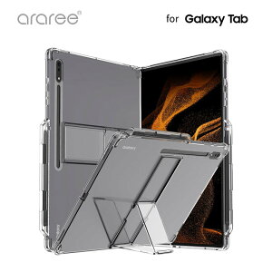 ���T���X���̌����F�ؕi��Samsung Galaxy Tab S8+ araree �y���z���_�[�t���X�^���h�P�[�X Flexield �N���A �w�ʃJ�o�[�P�[�X �G�A�[�N�b�V�����ŏՌ��z�� TPU�f�� ���C�����X�[�d�Ή� �M�����N�V�[