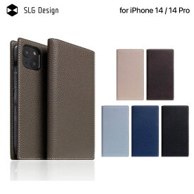 iPhone14 14Pro ケース 手帳型 本革 SLG Design Full Grain Leather Case | iPhone14Pro アイフォン カバー 14 Pro フルグレイン シボ加工 耐久性 革製 レザー 大人 手帳 手帳型ケース カード収納 財布 ダイアリー ワイヤレス充電