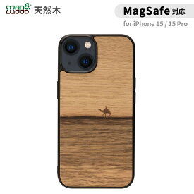 iPhone15pro用 アイフォン15 iPhone 15 / 15 Pro MagSafe対応 天然木ケース Terra Man&Wood 防塵 着脱しやすい ストラップホール付き 木目 木製 スマホケース マンアンドウッド