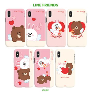 y󂠂 AEgbgz iPhone XS / X P[X iPhone XS Max P[X iPhone XR P[XLINE FRIENDS DUAL GUARD CUPID LOVEiCtY fAK[h L[sbhujACtH Jo[