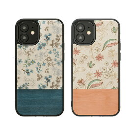 iphone 12 pro カバー 木製 Man&Wood 天然木ケース Blue Flower ウッド 背面カバー ハードケース 木 高級 木材 花柄 お花 カントリー風 ナチュラル フラワー ブルー アイフォンケース アイホン カバー おしゃれ メンズ ギフト