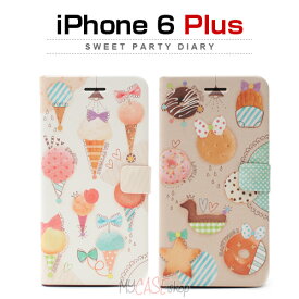iPhone6s Plus/6 Plus ケース Happymori Sweet Party Diary （スウィートパーティダイアリー）,手帳,マグネット,ポケット,レザーケース, フリップ,アイホン6プラス,ケース,アイホン6プラス カバー,ピンク,スイーツ柄