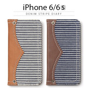 �y�󂠂� �A�E�g���b�g�z iPhone6s �P�[�X �蒠�^ ZENUS Denim Stripe Diary�i�[�k�X �f�j���X�g���C�v�_�C�A���[�j�A�C�t�H�� iPhone6