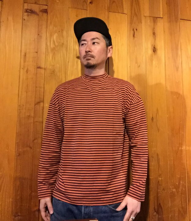 楽天市場】(melple/メイプル) ボーダーモックネック L/S TEE□オレンジ 