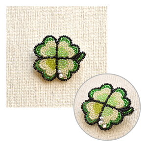 MIYUKIビーズ刺しゅうブローチキット ラッキークローバー メール便/宅配便可 bfk-578