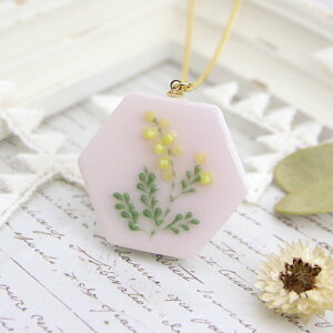 ABCクラフトオリジナル 石膏とLED&UVレジンで作る植物刺繍ネックレスキット ミモザ2 メール便/宅配便可 abcac-02-4