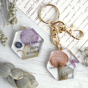 ABCクラフトオリジナル レジン&メタルメッシュリボンで作る カラーバブルキーホルダー メール便/宅配便可  abcac-35-1